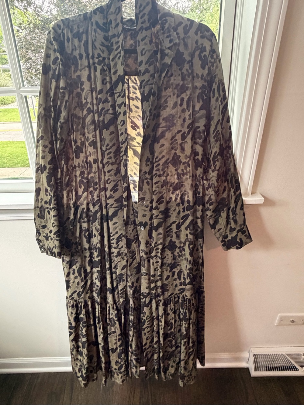 Rails Olive Green Animal-Print Midi Dress